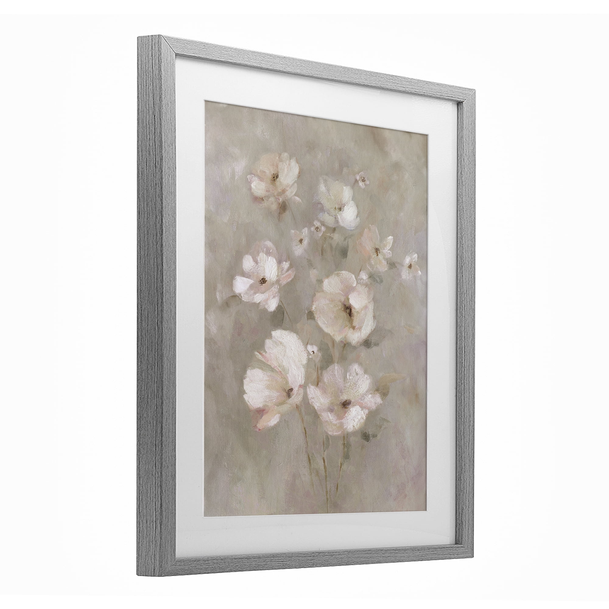 Stupell Industries Blush Florals over Beige Gray Framed Print Under Glass, design by Carol Robinson