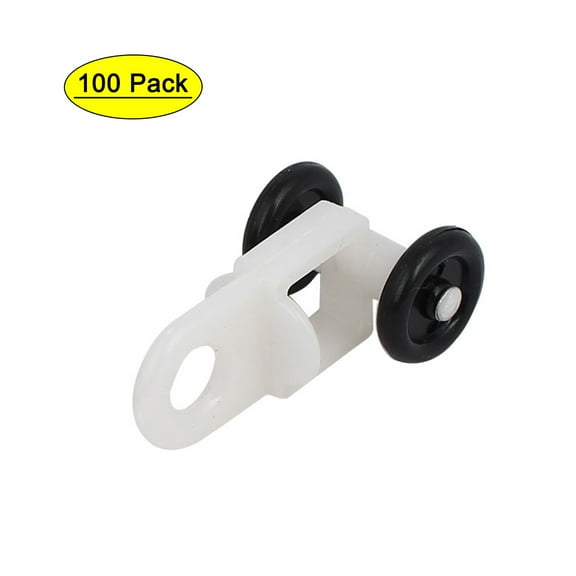 Uxcell 12.5mm Dia Twin Wheel Curtain Track Rail Rollers Gliders Black White 100pcs