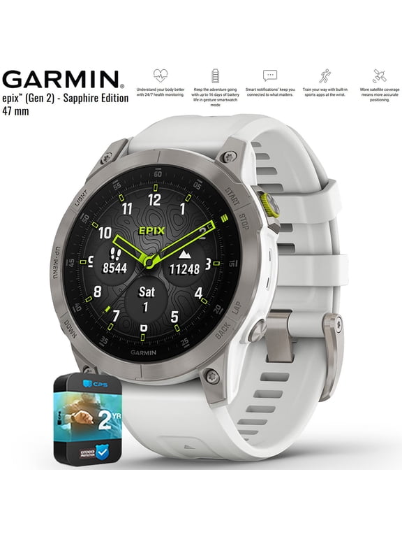 Restored GARMIN Epix Gen 2 Premium Active Smartwatch 47 mm, White Titanium, 16 Days Battery Life