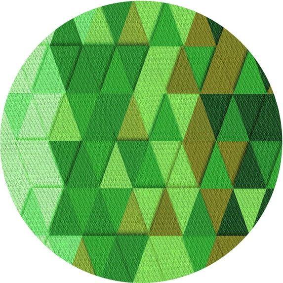 Ahgly Company Machine Washable Indoor Round Transitional Dark Lime Green Area Rugs, 3' Round