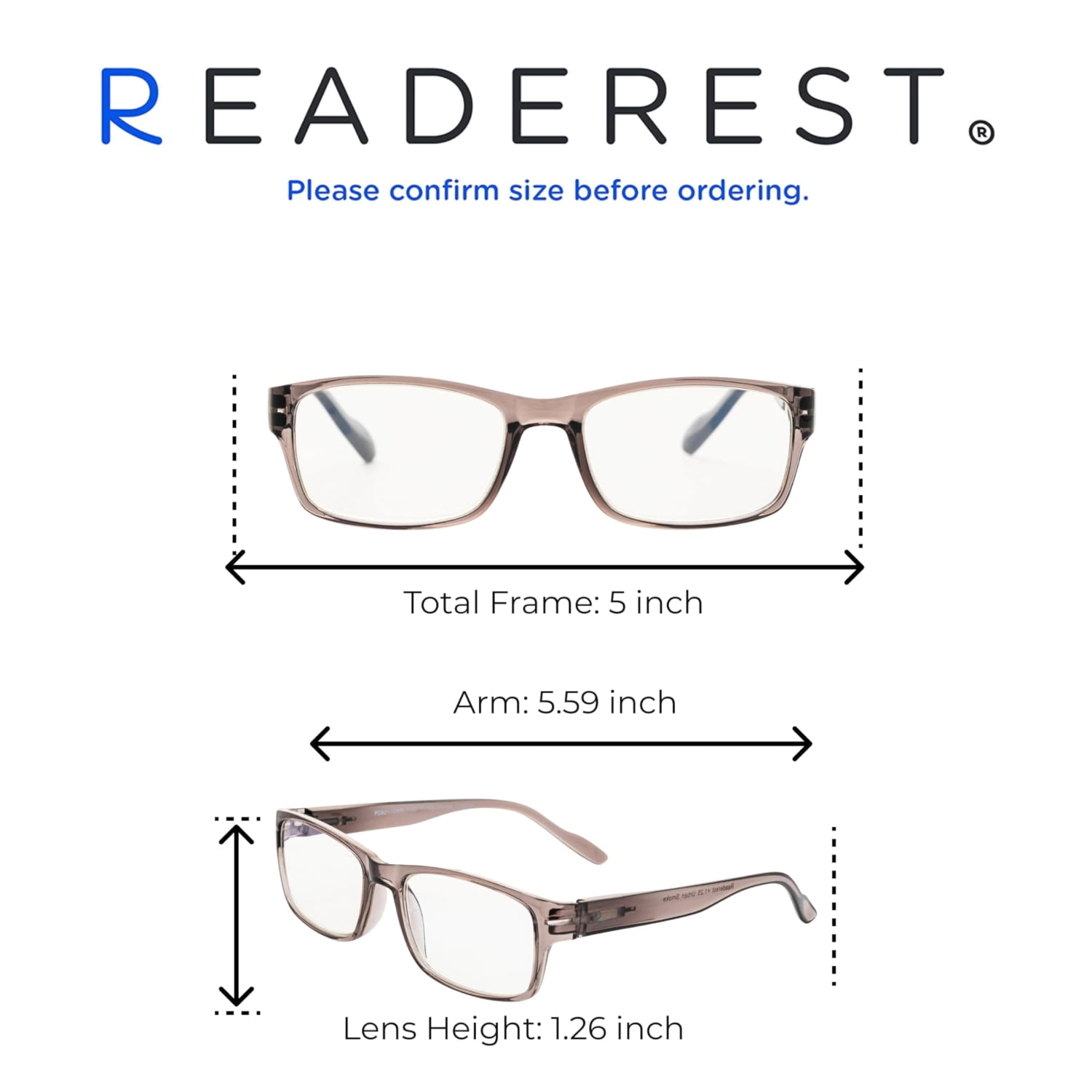 Readerest Blue Light Blocking Reading Glasses Grey 300 Magnification