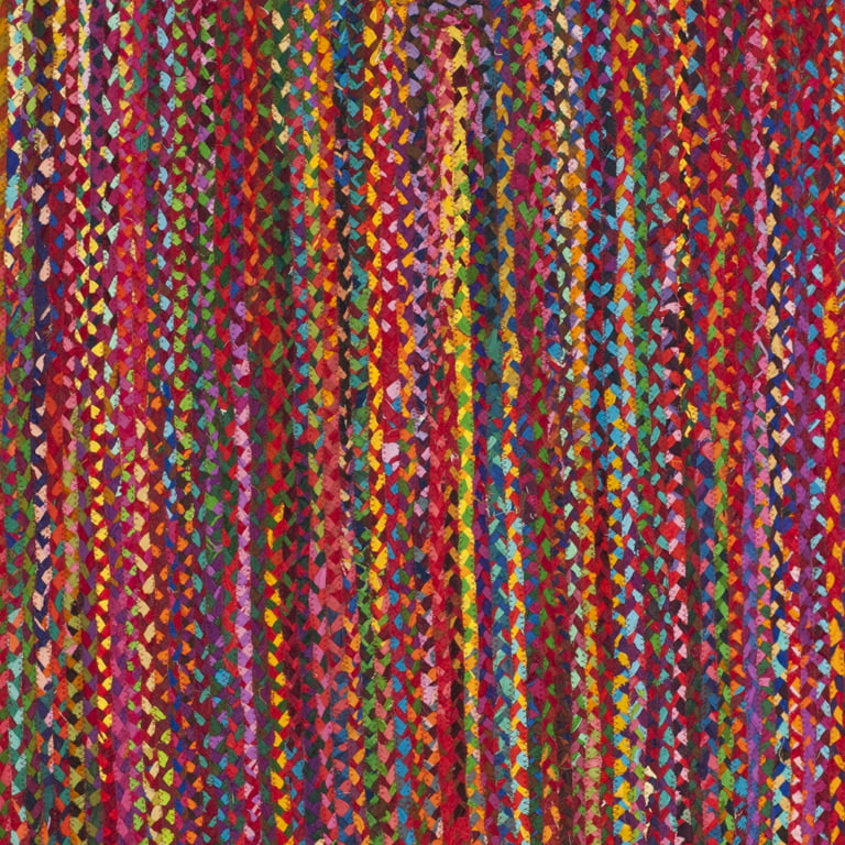SAFAVIEH Braided Daphne Confetti Striped Area Rug, Ivory/Multi, 8' x 8'  Round