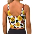 thumbnail image 4 of Picia Cow Print Sunflower Sports Bra for Women,Padded Strappy Sports Bras Medium Support Yoga Bra with Removable Cups,Running Yoga Bra-Medium, 4 of 9