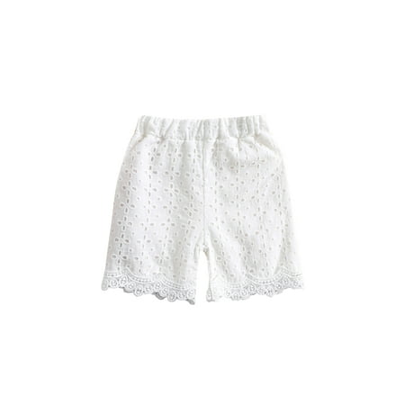 

Maemukilabe Toddler Baby Girls Sweet Summer Shorts Hollow Flower Elastic Waist Lace Shorts Casual Clothes White 3-6 Months