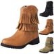 thumbnail image 2 of NECHOLOGY Zapatos Botines para mujer Botines de mujer a la moda nuevo patrón decoración de borlas punta redonda tacón bajo zapatos cómodos con cremallera para otoño e invierno (Yellow 7.5), 2 of 7