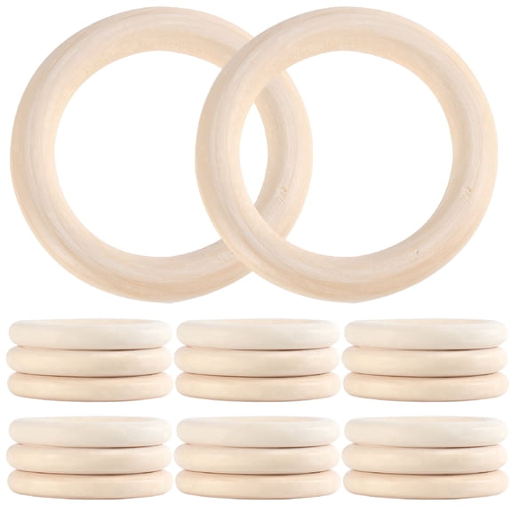LAMIRO 30Pcs Wooden Rings for Crafts Unfinished Macrame Rings Wood Rings for Jewelry DIY Crafts