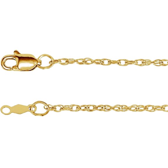 10k Yellow Gold 1.5mm Solid Rope 20 Inch Chain With Lobster Clasp Chain Necklace for Women and Men