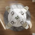 thumbnail image 6 of POVISON 51"Modern Round Glossy White Dining Table for 4, Sintered Stone Tabletop with Bronze X Carbon Steel Base, 6 of 9