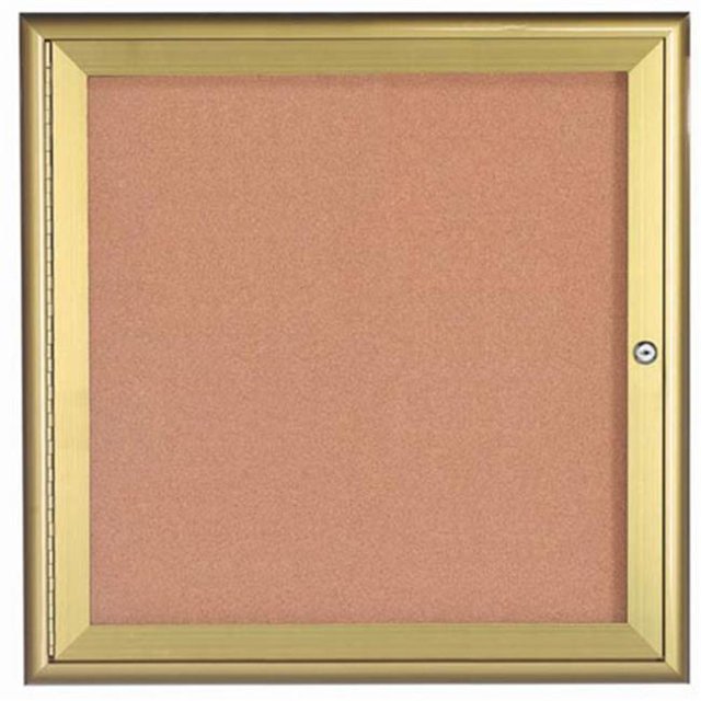 Aarco Products WFC3636G Waterfall Series Enclosed Bulletin Board - Gold