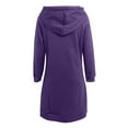 thumbnail image 5 of Outfmvch Hoodies Womens Hoodies Womens Autumn And Winter Loose Solid Long Hooded Dress With Pocket Zip Up Hoodie Women Purple S, 5 of 5