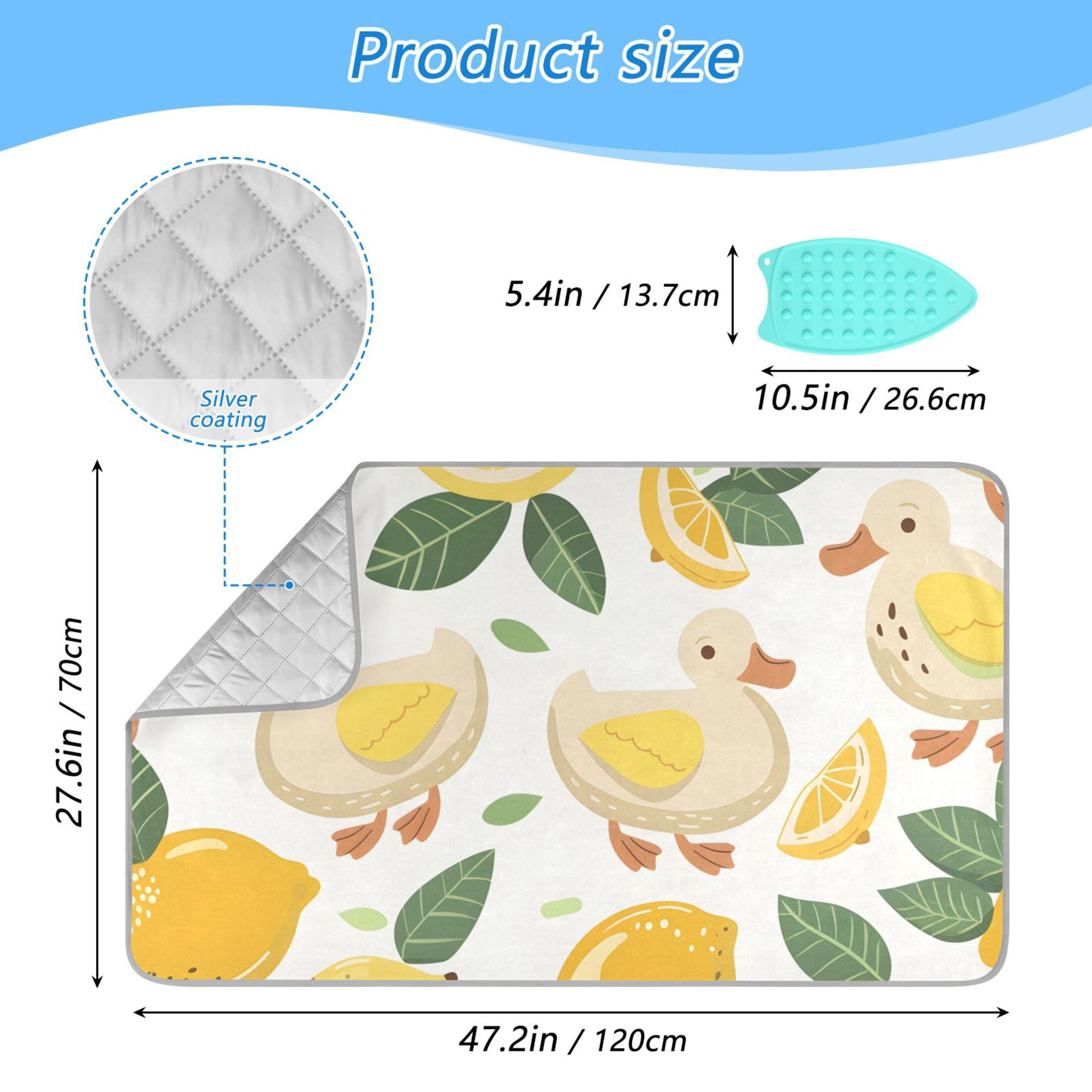 Cartoon Duck Lemon Leaves Ironing Mat Blanket Portable Travel Ironing Pad Heat Resistant Pad 47.2" x 27.6”