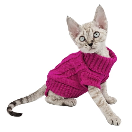 YokoKat Magenta Turtleneck Kitten Cat Sweater Size XXS Devon Rex, Cornish Rex, Sphynx