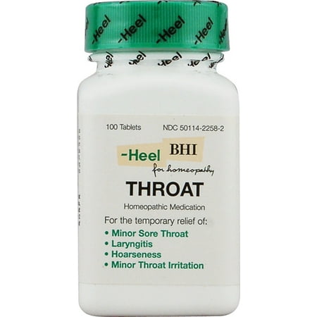 BHI Sore Throat Relief Tablets, Natural Homeopathic, 100 Tabs
