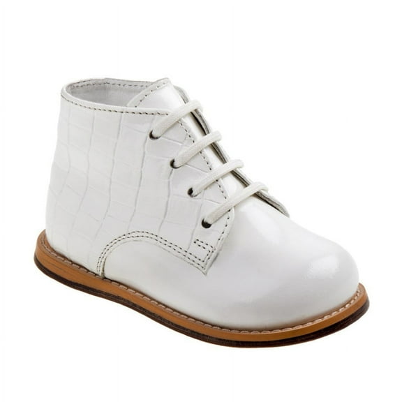Josmo Unisex Baby Walking Shoes, First Walker Shoes, Genuine Leather Full Woven Shoes Color: White Patent Size: 4.5