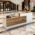 thumbnail image 4 of L-Shaped Reception Desk with Left Counter, 1-Inch Thick Board, Lockable Drawers & Keyboard Tray, Heavy-Duty Front Desk for Office, Salon, Hotel & Clinic, 4 of 6