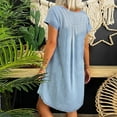thumbnail image 4 of Cagogo Ladies Plus Size Flowy Swing Jean Shirt Knee Length Denim Sundresses Under $5 Summer Short Sleeve Vintage Graduation Dresses V Neck Going Out White Church Dress, 4 of 9