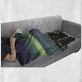 thumbnail image 6 of Aurora Borealis Soft Flannel Fleece Throw Blanket, Well Known Aurora Icelandic Trait Rocky Mountainous Area Landscape, Cozy Plush for Indoor and Outdoor Use, 70" x 90", Multicolor, by Ambesonne, 6 of 6