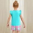 thumbnail image 4 of Summer Outfits for Girls Size 8-9 Cute Ruffle Cotton Graphic Tees Shorts 2 Piece Outfits Clothes Set Blue, 2 Y, 4 of 7