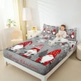 thumbnail image 4 of Homewish Cute Cartoon Gnome Queen Sheet Sets,Merry Christmas Flat Sheet,Gray White Red Queen Fitted Sheet For Girls Boys,Luxury Bedroom Decor,4 Pieces, 4 of 7
