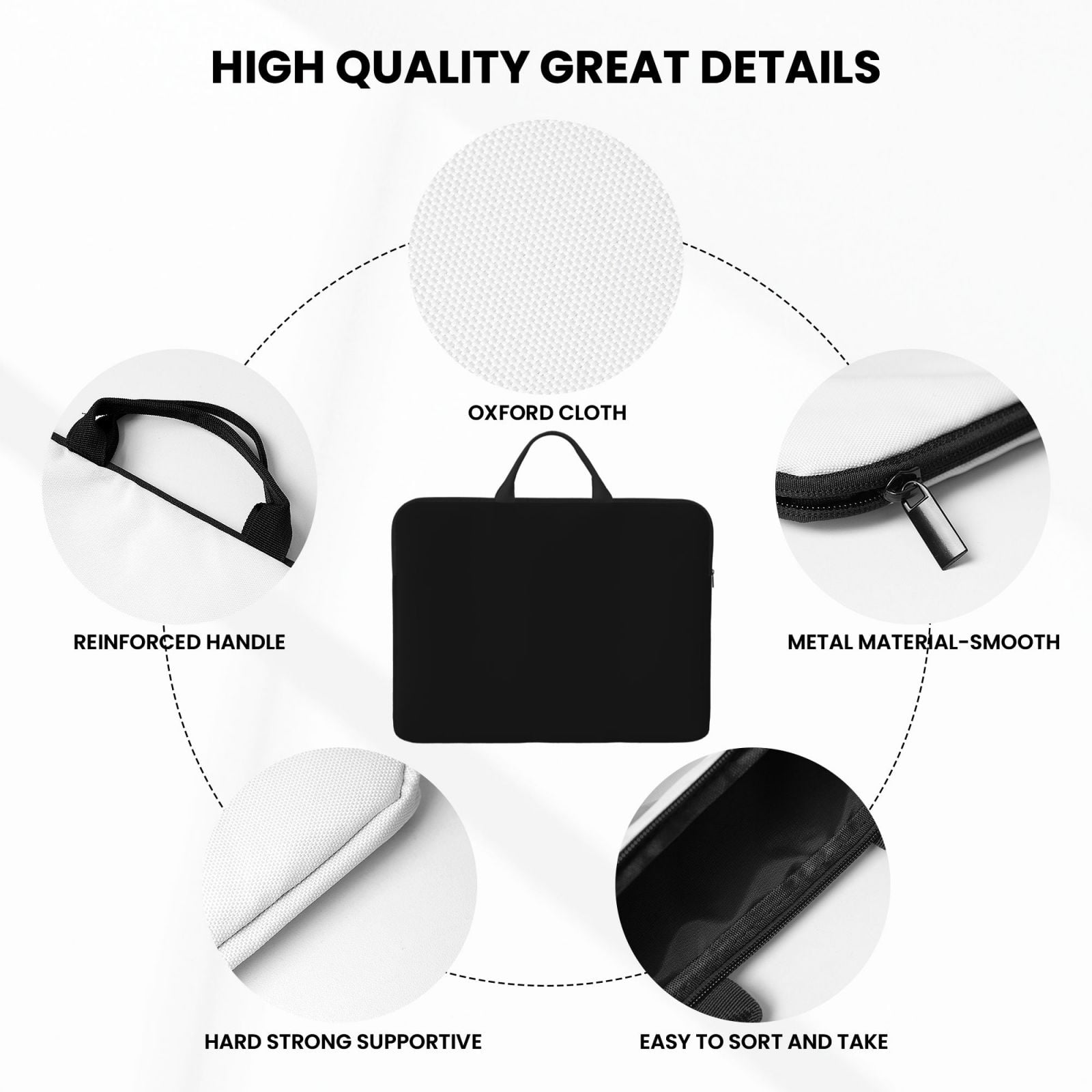 Laptop Sleeve Bag For Women Men 14inch Waterproof Durable Protective Computer Carrying Cover Handle Laptop Case Bag Black