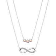 Believe by Brilliance Women's Fine Silver Plated Cubic Zirconia Infinity and Arora Boralis Triple Crystal Necklace Set, 16+2" & 18+2" Extender