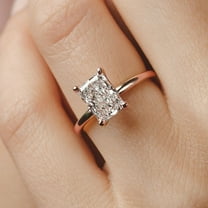 SOLITAIRE JEWELS 2.5ctw Radiant cut moissanite Diamond Engagement Ring 14K Rose Gold Simple Solitaire Ring for Her