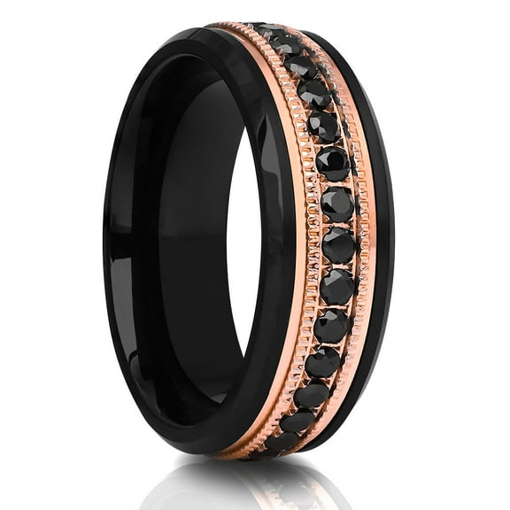 8mm,Black Tungsten Ring,Man's Wedding Band,CZ Wedding Ring,Black CZ Ring,Engagement Ring,Tungsten Carbide Ring