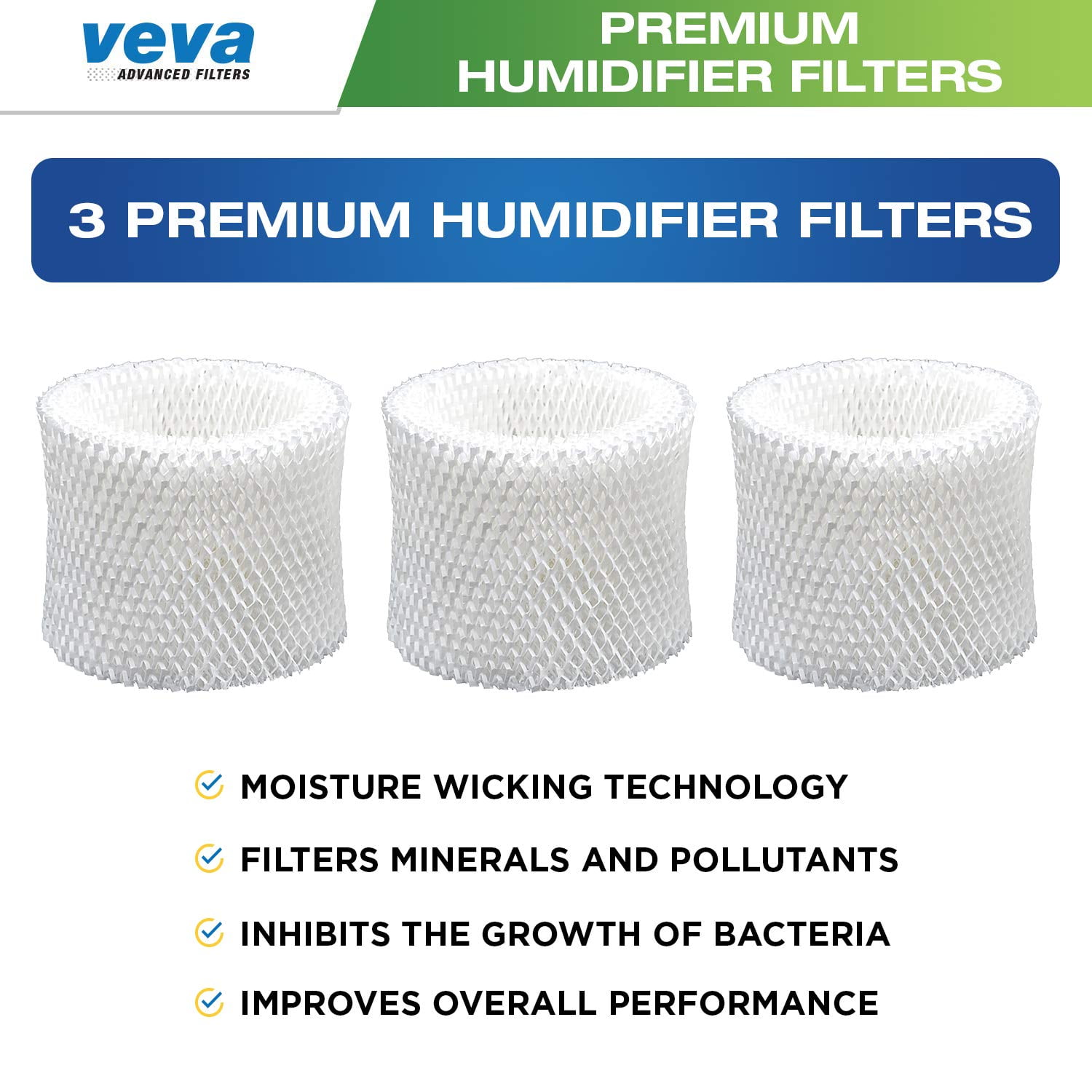 VEVA 3 Pack Premium Humidifier Replacement Filters for HW Filter E