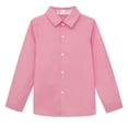thumbnail image 3 of CCRFTGI Boys Girls Polo Shirt Button Down Lapel Casual Fall Summer Dress Shirt for Child Classic Size 8 Oxford Quick Dry Long Sleeve School Shirt Pink 11-12 Years, 3 of 7