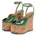 thumbnail image 2 of YDN Women's Peep Toe Wedge High Heels Buckled Ankle Strap Sandals Platform Cork Heel Shoes Themed Party Evening Size 11 Green, 2 of 5