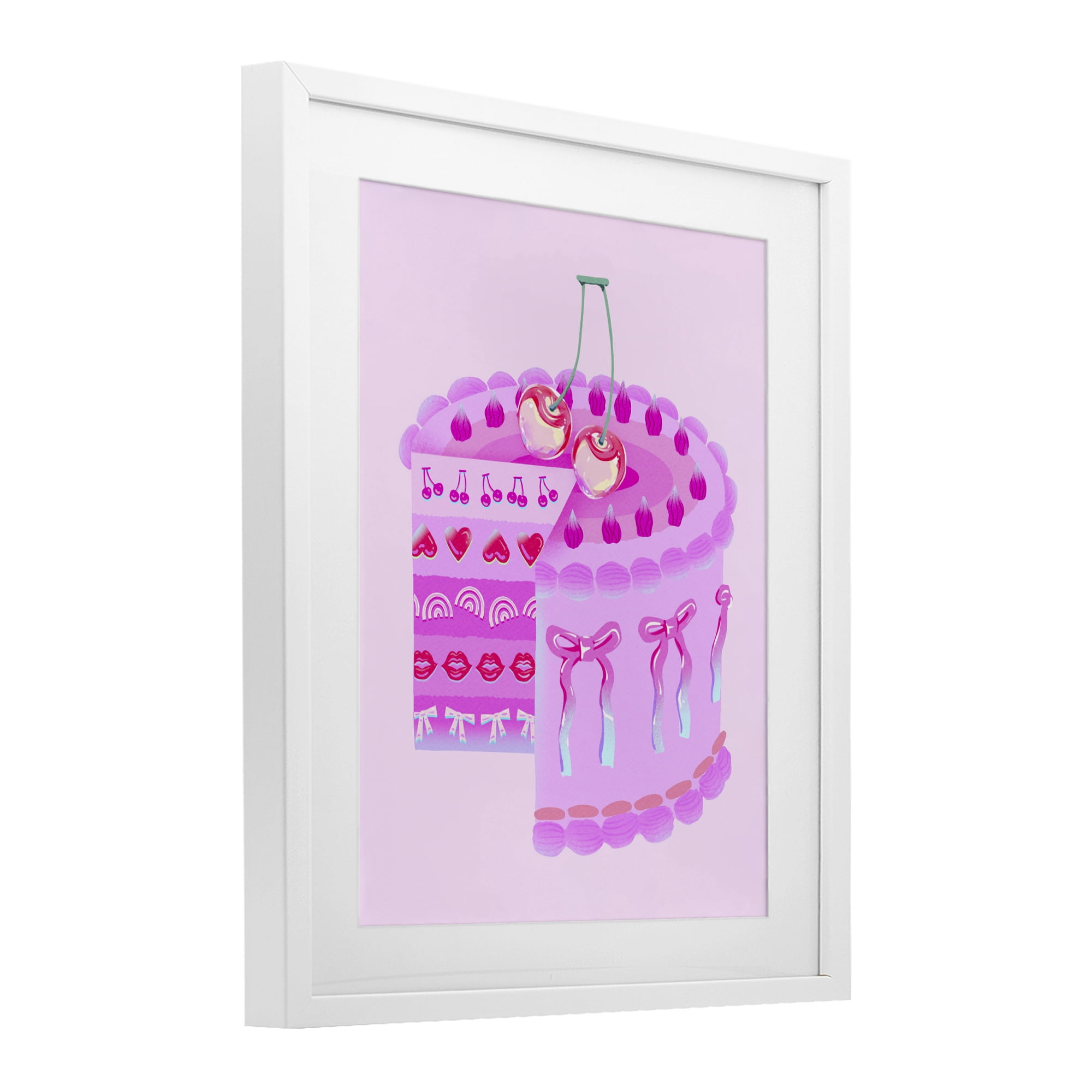 Stupell Industries Pastel Cherry Layered Cake White Framed Print Under Glass, design by Ziwei Li