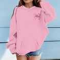 thumbnail image 4 of Tfken Teen Girls Tops Size 7-8 Years Bow Print Long Sleeve T-Shirts Fall Breathable Crew Neck Pink Tee, 4 of 4