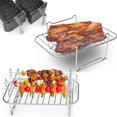 thumbnail image 3 of Homelife Air Fryer Rack Stainless Steel Dehydrator Grill Enhanced Airflow Design Air Fryer Rack Food-Grade Versatile Cooking Companion for Chicken Wings Vegetables Cakes, 3 of 13