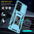 thumbnail image 6 of K-Lion for Samsung Galaxy S22 Ultra Case, Magnetic Metal Ring Holder Kickstand Camera Lens Cover Heavy Duty Rugged Full Body Protection Anti-Scratch Shockproof Case, Lightblue, 6 of 7