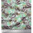 thumbnail image 1 of Soimoi Green Viscose Chiffon Fabric Monstera Leaf & Pine Fruits Print Fabric by Yard 42 Inch Wide, 1 of 3