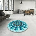 thumbnail image 3 of Ahgly Company Indoor Square Patterned Glacial Blue Ice Blue Area Rugs, 3' Square, 3 of 6