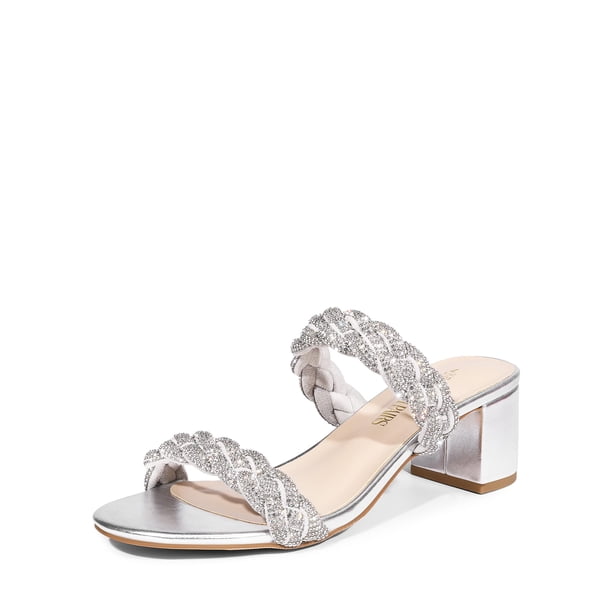 Sandalia DREAM PAIRS Plateada con Tira Trenzada y Tacón Cuadrado 5.5 para Mujer