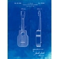 thumbnail image 2 of Borders, Cole 12x14 Black Ornate Wood Framed with Double Matting Museum Art Print Titled - PP1117-Faded Blueprint Ukulele Patent Poster, 2 of 4