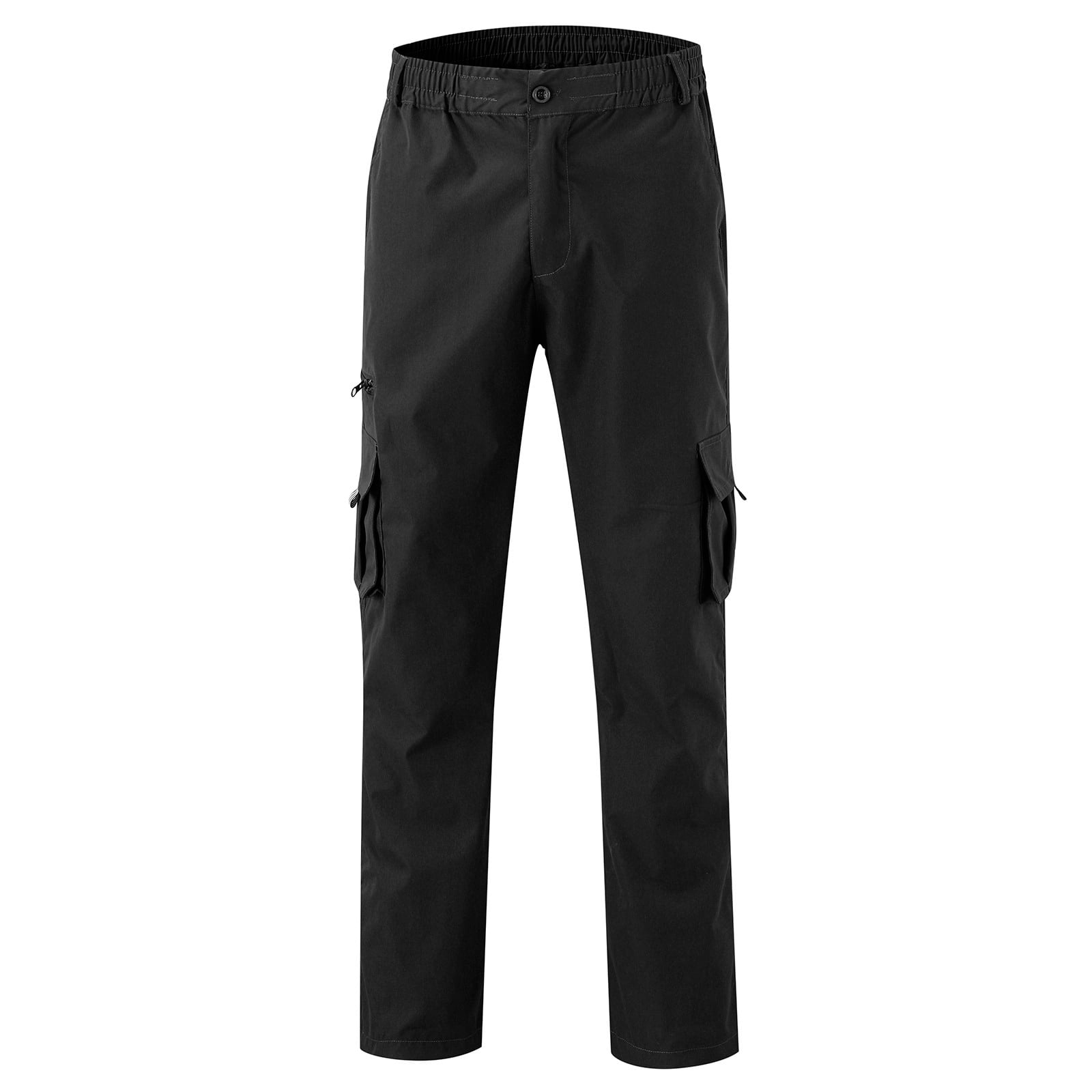 Mens Cargo Pants Lightweight Outdoor Hiking Pants Elastic Waist Solid