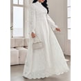 thumbnail image 6 of White Eyelet Lace Maxi Dress With High Neck And Puff Sleeves, 6 of 30
