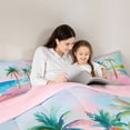 thumbnail image 4 of jejeloiu Graffiti Palm Tree Full Size Comforter Sets For Girls,Bright Beach Scene Bedding Comforter Set,Pink Turquoise,Pink Reversible,3 Pieces,1 Comforter and 2 Pillowcases, 4 of 7