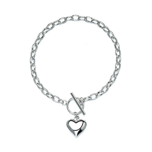 Beautiful Heart Charm Bracelet 925 Sterling Silver Women Girls Jewelry-Gift NEW N5T9