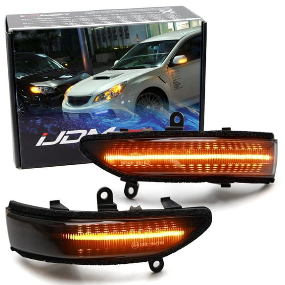 Black-Out Smoked Lens Full LED Strip Dynamic Sequential Blink/Flow Side Mirror Turn Signal Light Assembly Kit For Subaru Impreza Forester Legacy Outback Tribeca