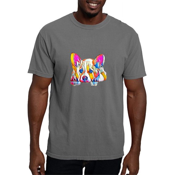 CafePress - Colorful Corgi Puppy T Shirt - Mens Comfort Colors Shirt