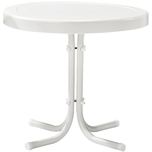 Afuera Living Table d'Appoint Contemporain en Acier Métallique pour Patio, Blanc
