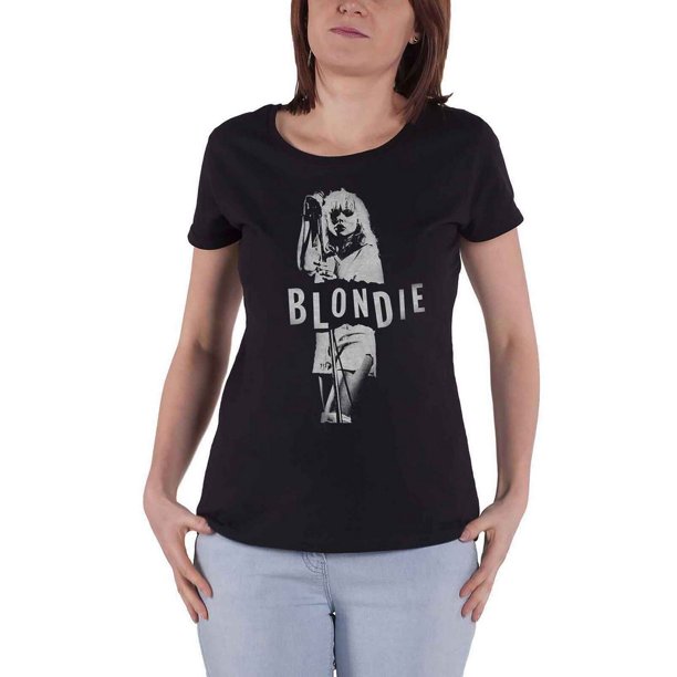 Blondie - Camiseta Soporte de Micrófono para Mujer (Negro)