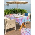 thumbnail image 4 of Outdoor Tablecloth with Umbrella Hole and Zipper, Spring Floral Rectangle Table Cloth 54x80 Inch Waterproof Tablecloth, Purple Pink Blue Flower Summer Botanical Picnic Table Cover for Patio Camping, 4 of 7