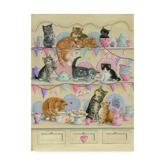 Trademark Fine Art 'Kittens On Dresser' Canvas Art by Janet Pidoux