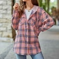 thumbnail image 5 of Baqcunre Shirts For Women Women's Fall Casual Hoodie Long Sleeved Plaid Shirt With Pocket Womens Jacket Womens Tops Pink L, 5 of 7