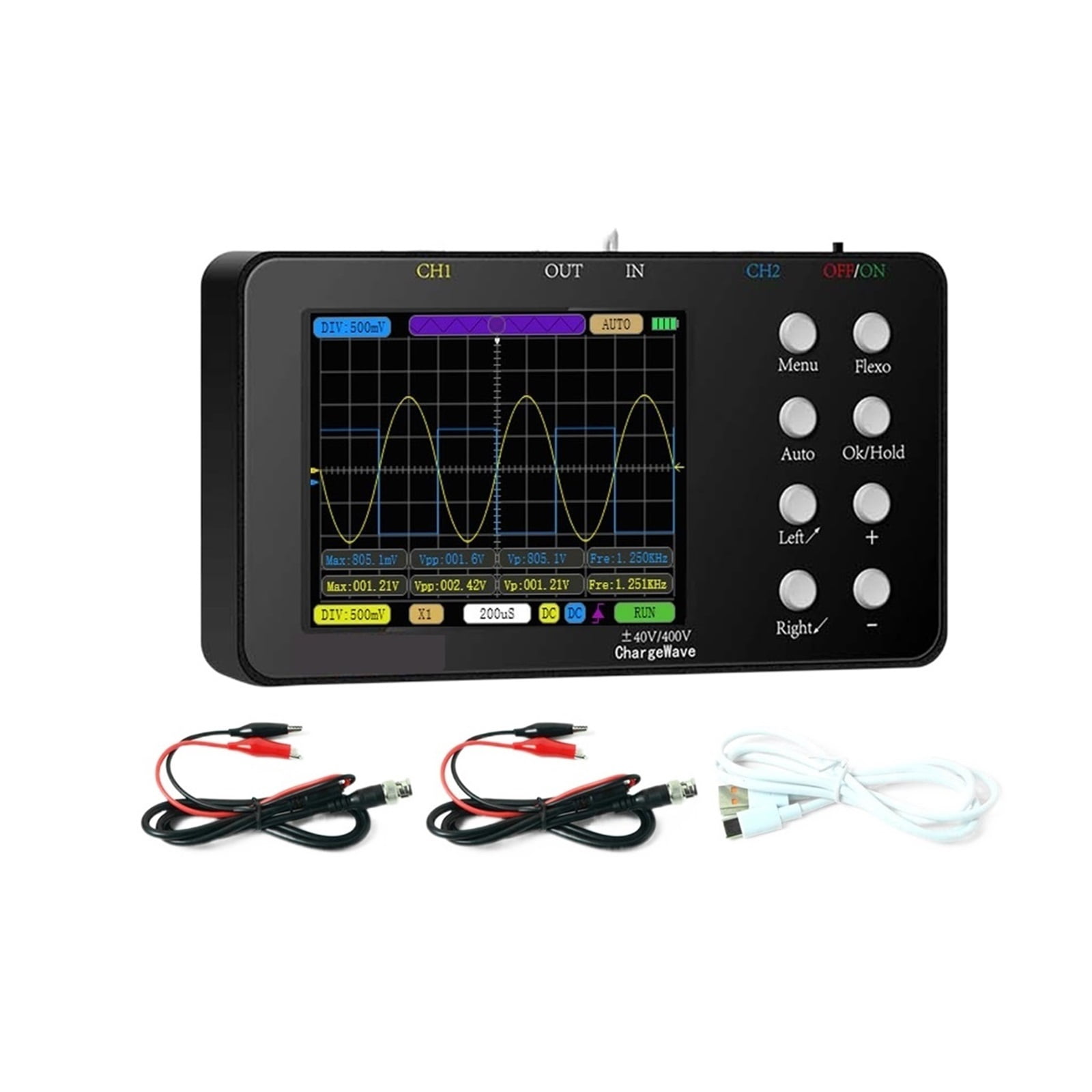 Digital Oscilloscope 50M Sampling Rate 10M Analogue Bandwidth Handheld Current Dual-Channel Oscilloscope Multiple Modes ,Professional Designed